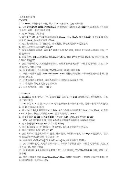 十速单片机各型号介绍