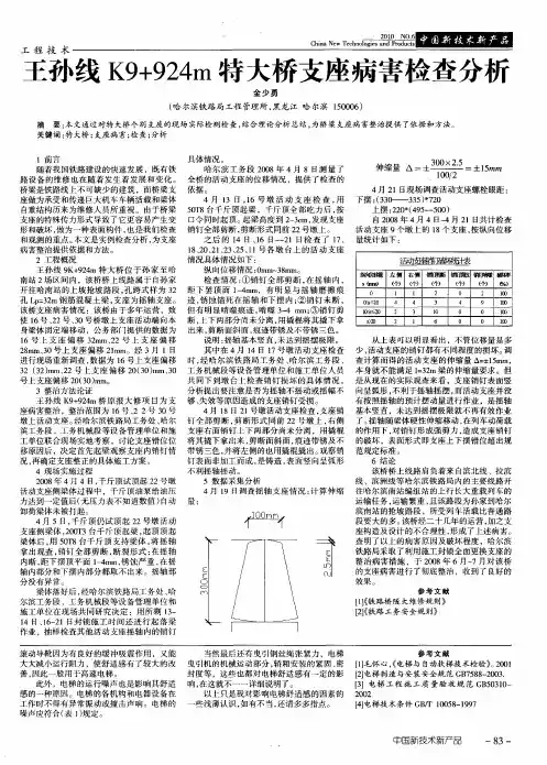 王孙线K9+924m特大桥支座病害检查分析