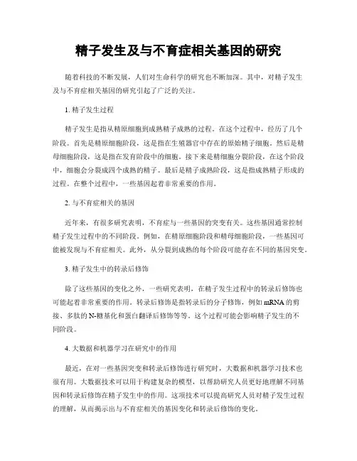 精子发生及与不育症相关基因的研究