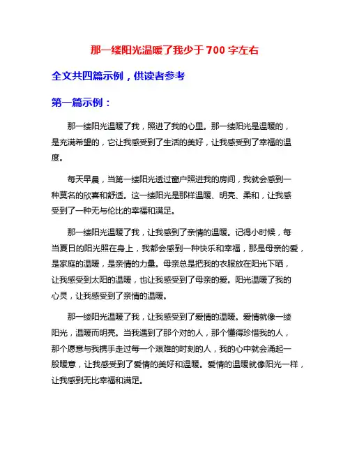 那一缕阳光温暖了我少于700字左右