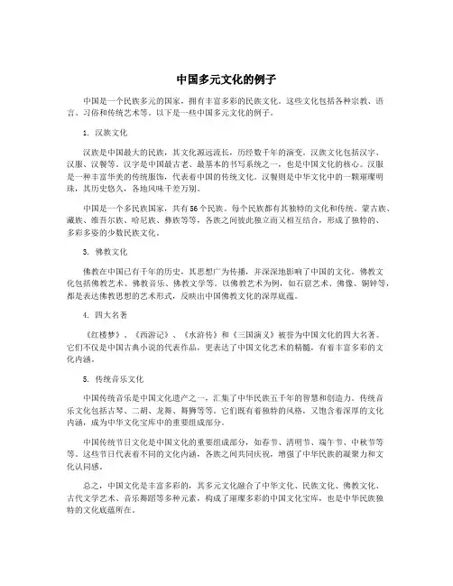 中国多元文化的例子