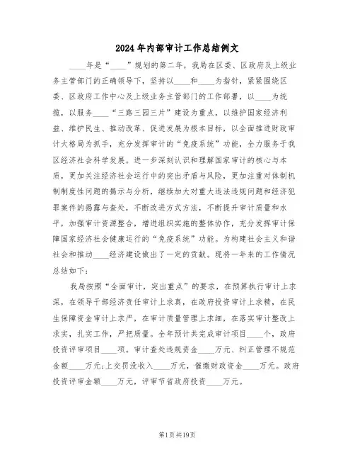 2024年内部审计工作总结例文(6篇)
