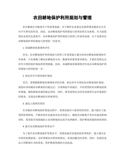 农田耕地保护利用规划与管理