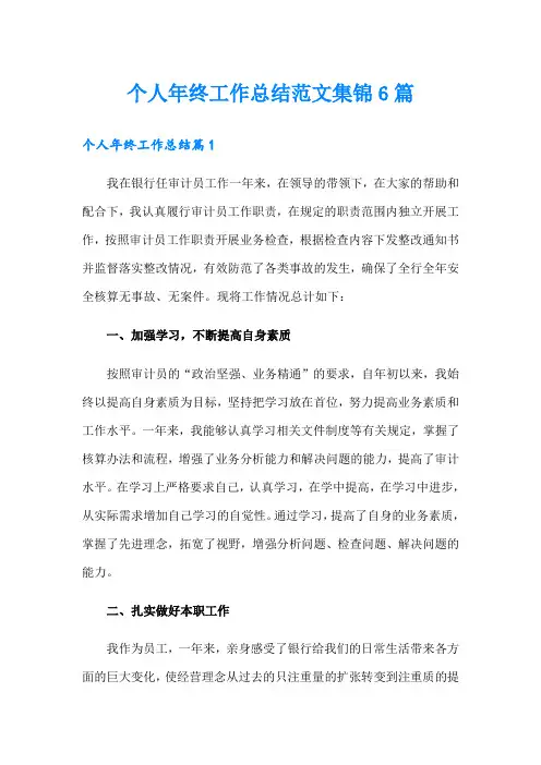 个人年终工作总结范文集锦6篇