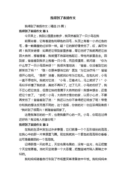 我得到了表扬作文（精选25篇）