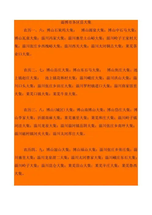 淄博市各区县大集