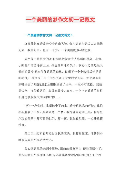 一个美丽的梦作文初一记叙文