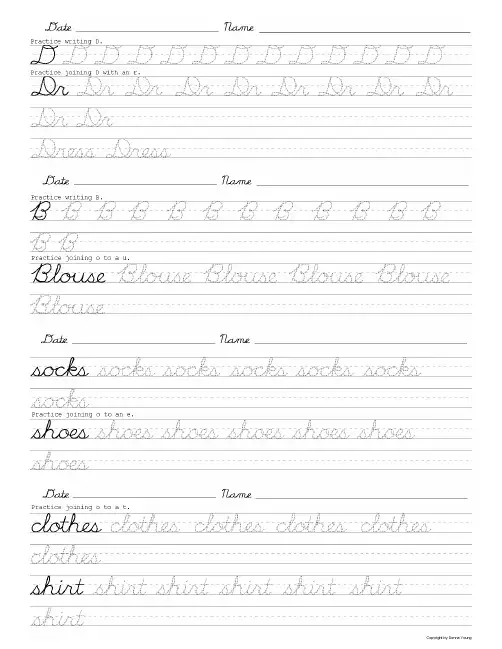 英文圆体单词字帖  -Words