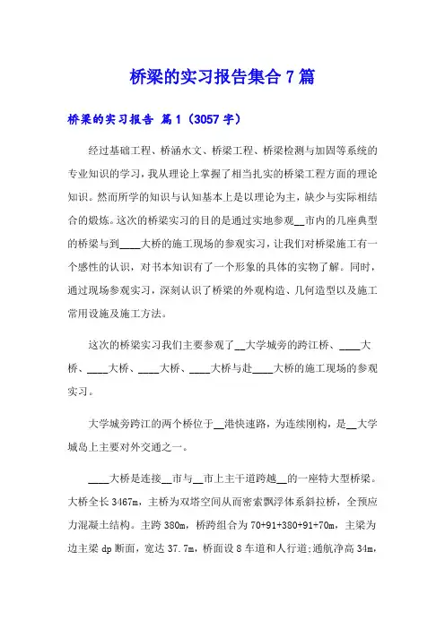 桥梁的实习报告集合7篇