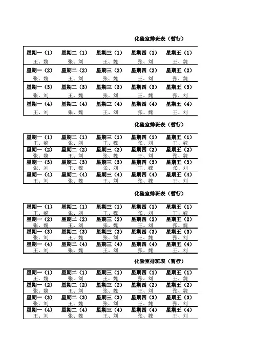 化验室排班表