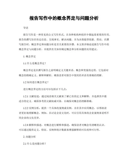 报告写作中的概念界定与问题分析