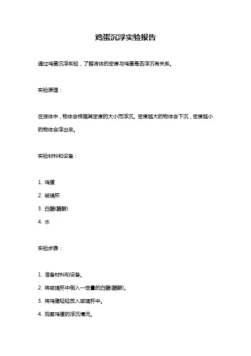 鸡蛋沉浮实验报告