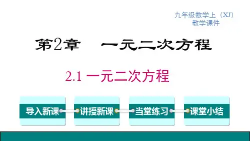 湘教版九年级上册数学精品教学课件 第2章 一元二次方程 一元二次方程