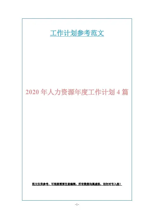2020年人力资源年度工作计划4篇