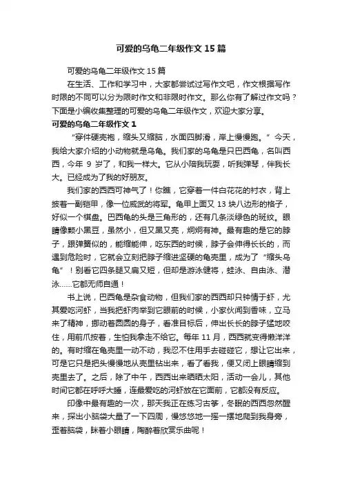 可爱的乌龟二年级作文15篇