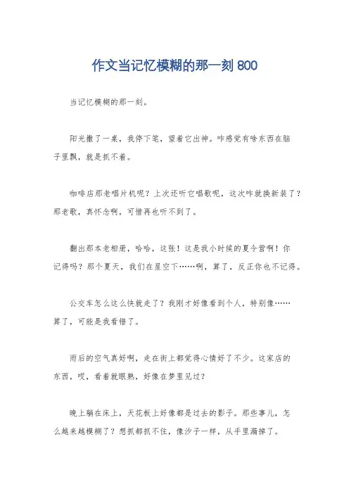 作文当记忆模糊的那一刻800