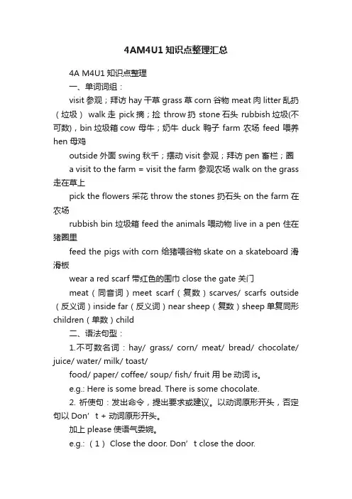 4AM4U1知识点整理汇总