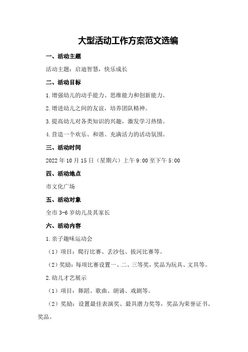 大型活动工作方案范文选编