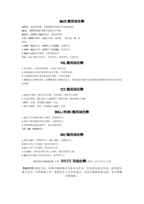 关于股票各项指标用法注释