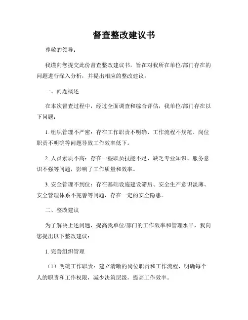 督查整改建议书