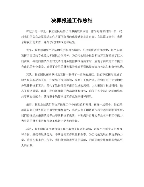 决算报送工作总结