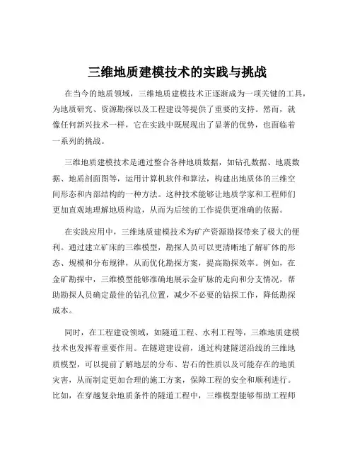 三维地质建模技术的实践与挑战