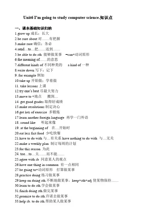 人教八年级英语上册unit6 I'm going to study computer science