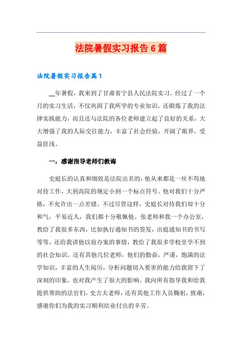 法院暑假实习报告6篇