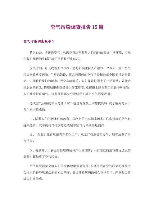 空气污染调查报告15篇