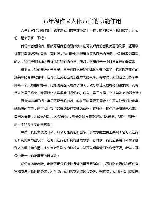 五年级作文人体五官的功能作用