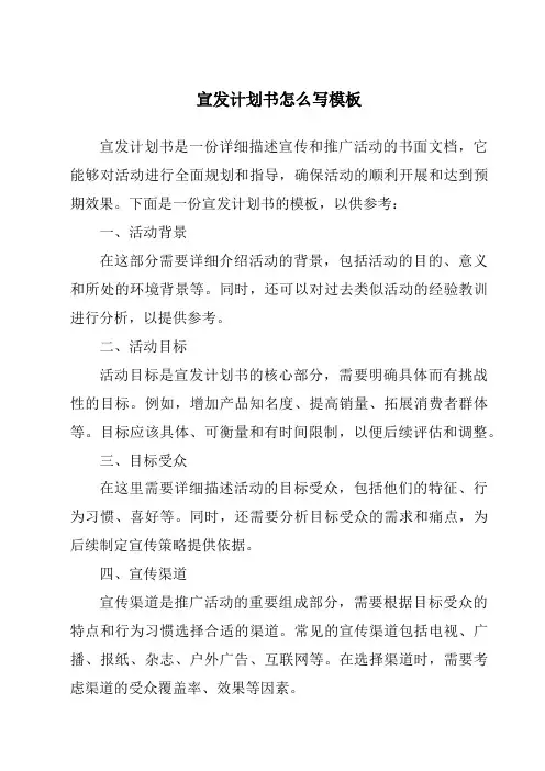 宣发计划书怎么写模板