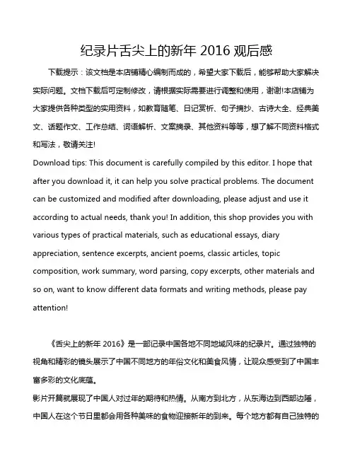 纪录片舌尖上的新年2016观后感