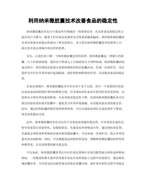 利用纳米微胶囊技术改善食品的稳定性