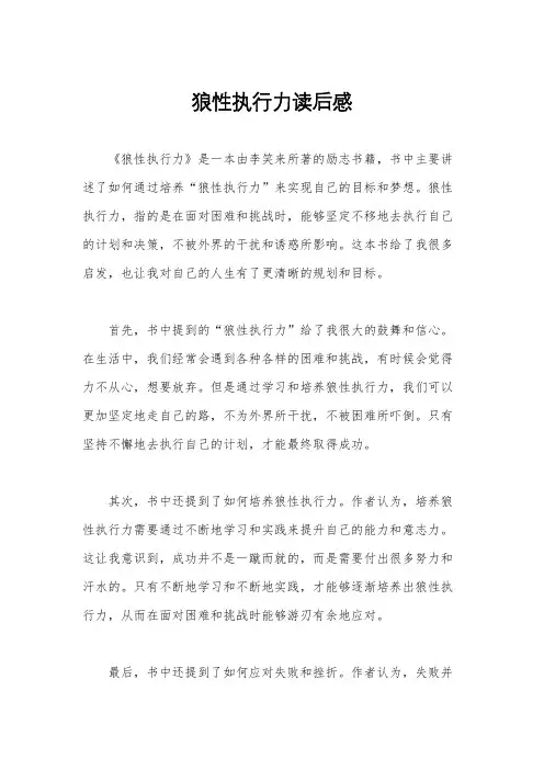 狼性执行力读后感