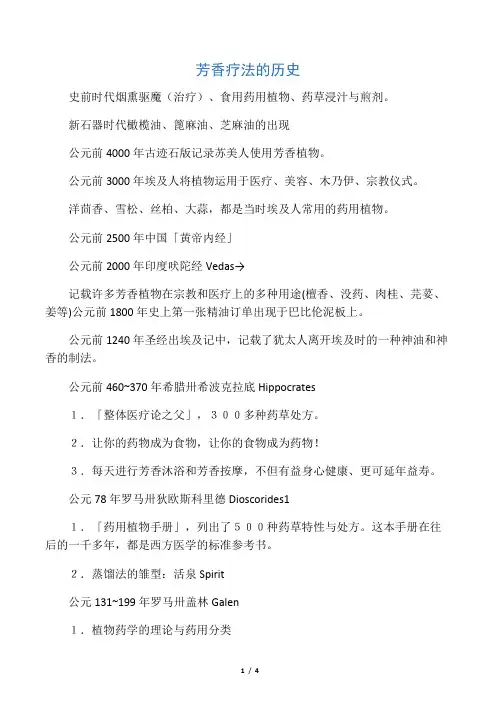 芳香疗法的历史