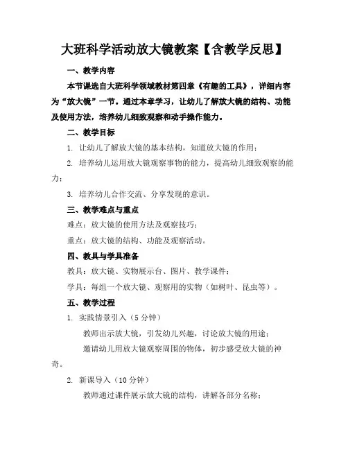 大班科学活动放大镜教案【含教学反思】