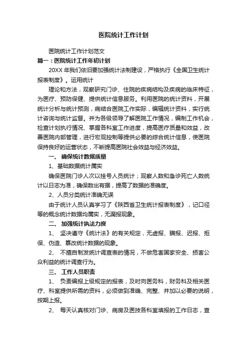 医院统计工作计划范文