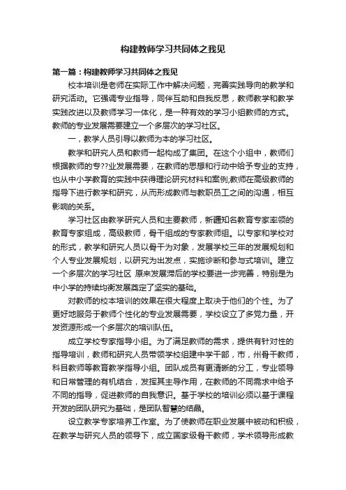 构建教师学习共同体之我见