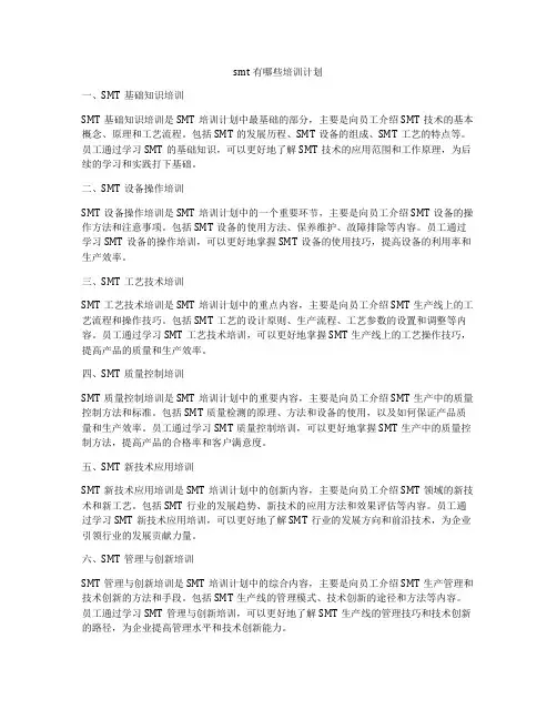 smt有哪些培训计划
