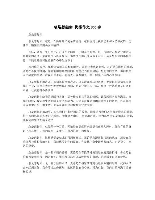 总是想起你_优秀作文800字