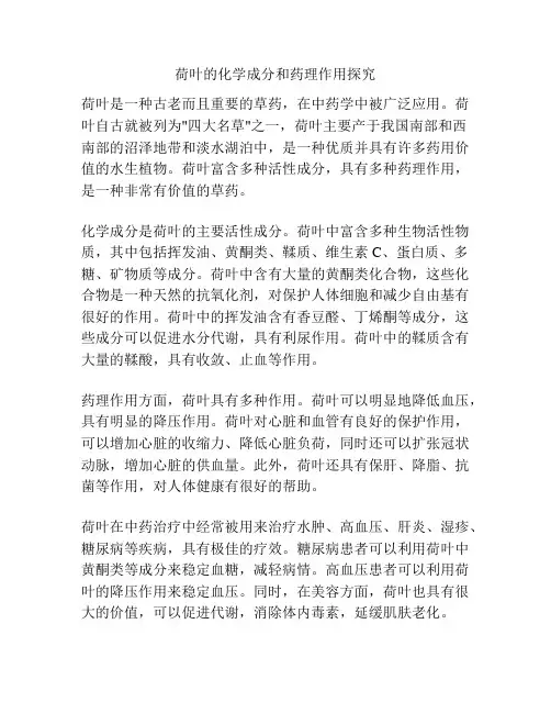 荷叶的化学成分和药理作用探究
