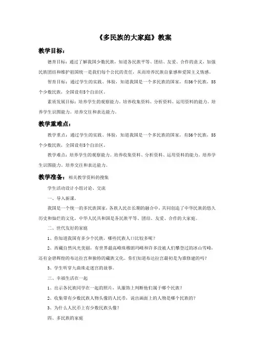《多民族的大家庭》教案1