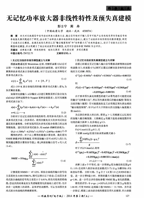 无记忆功率放大器非线性特性及预失真建模