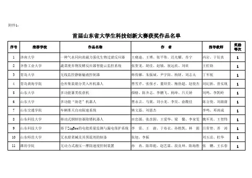 首届山东省大学生科技创新大赛获奖作品名单