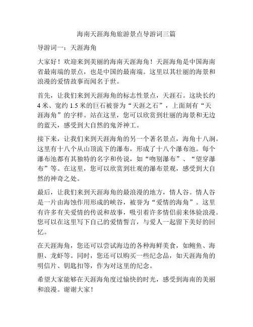 海南天涯海角旅游景点导游词三篇