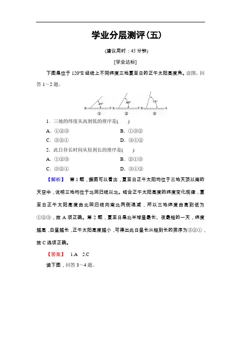 【高中地理】2017-2018学年高中地理必修一学业分层测评试题(30份) 鲁教版22