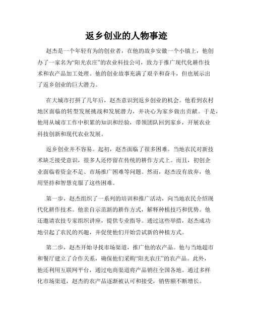 返乡创业的人物事迹