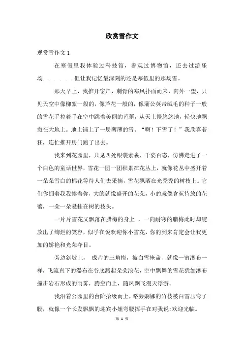 欣赏雪作文