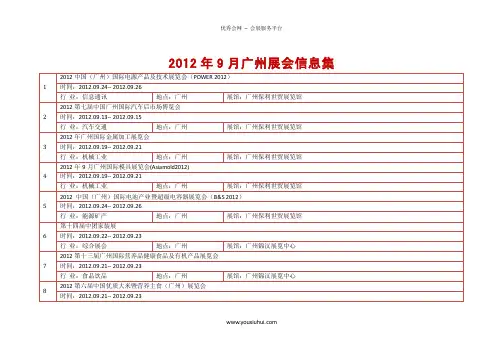 2012年9月广州展会信息集