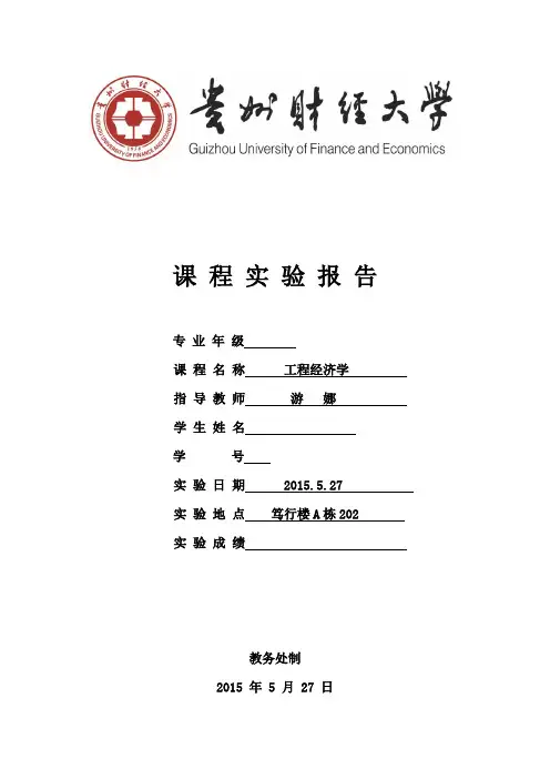 精选-工程经济学实验三
